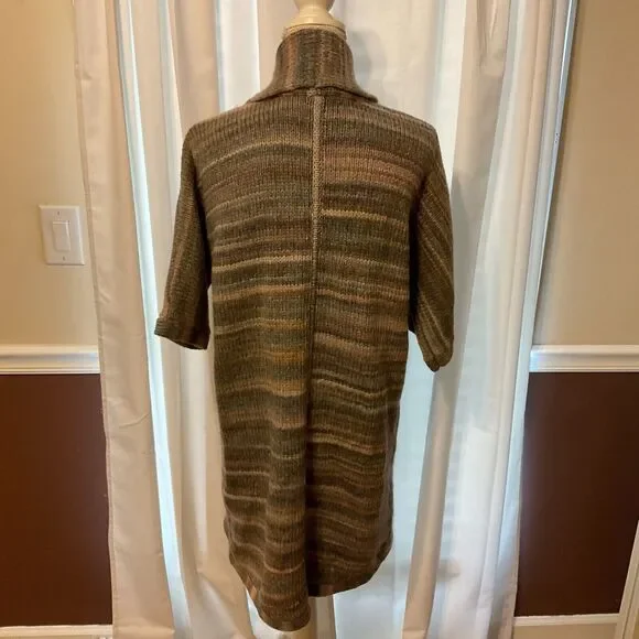 Carlisle Collection Cardigan S Blue Brown White Stripe Open Front Half Dolman - Picture 6 of 10